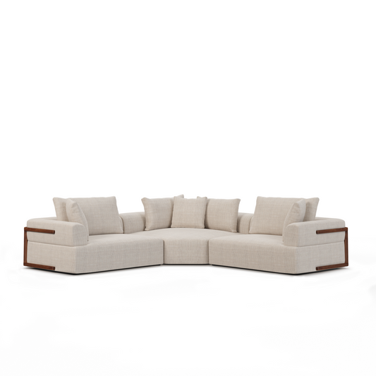 Warner Oatmeal 3-Piece Sofa Set with Corner Piece - Stylish and Comfortable Living Room Seating