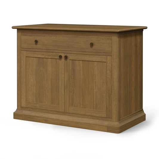 Braxton Light Brown Solid Wood Accent Cabinet with 1 Drawer & Stylish Gunmetal Knobs for Storage