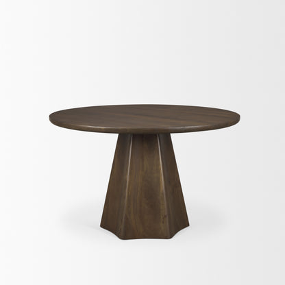 Jovani 48" Solid Dark Brown Mango Wood Round Dining Table