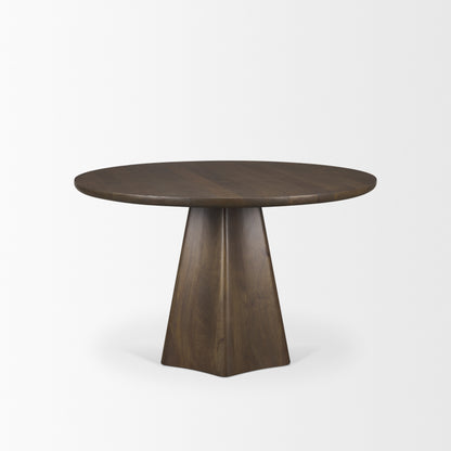 Jovani 48" Solid Dark Brown Mango Wood Round Dining Table