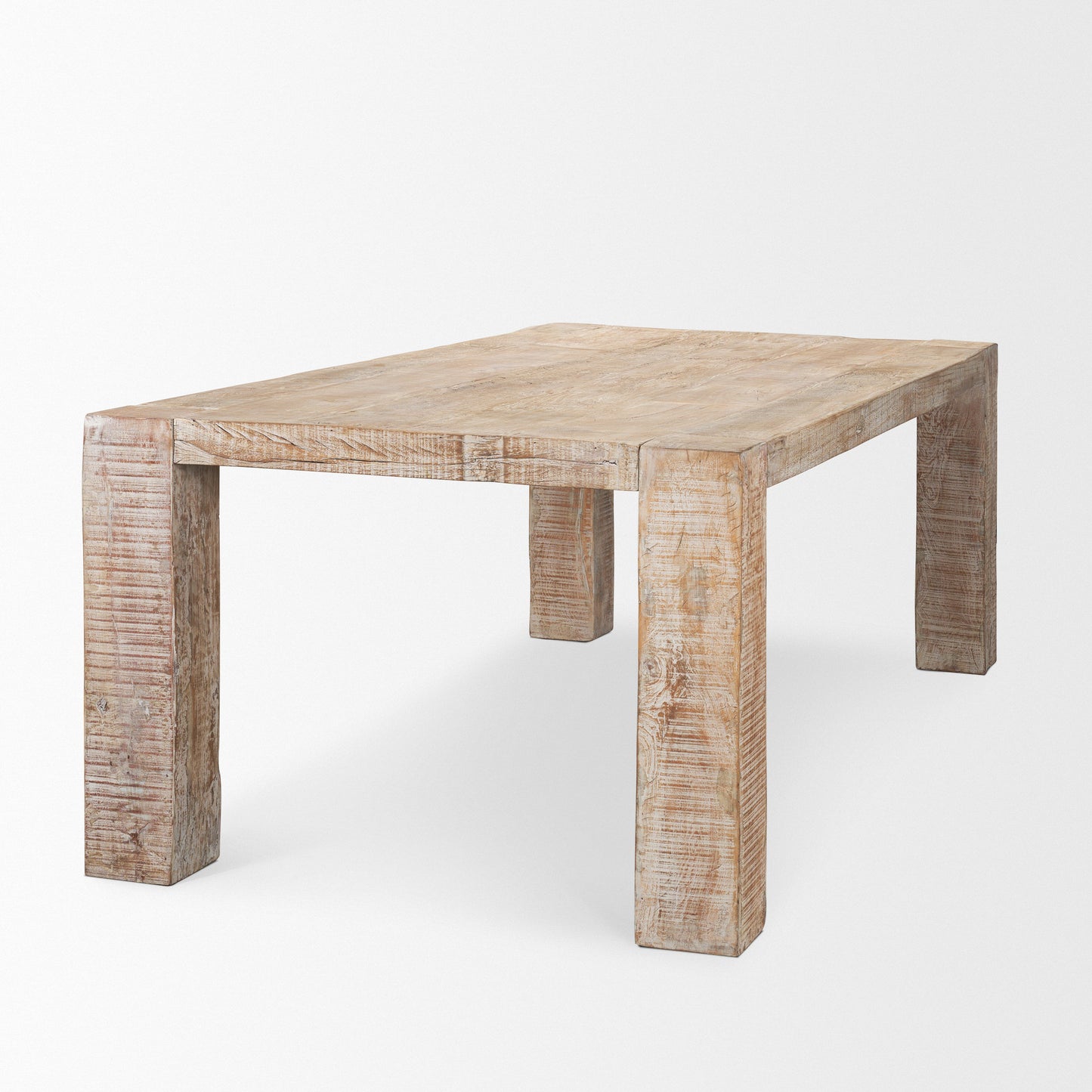 McArthur 84" Dining Table – Whitewash Reclaimed Wood Farmhouse Style