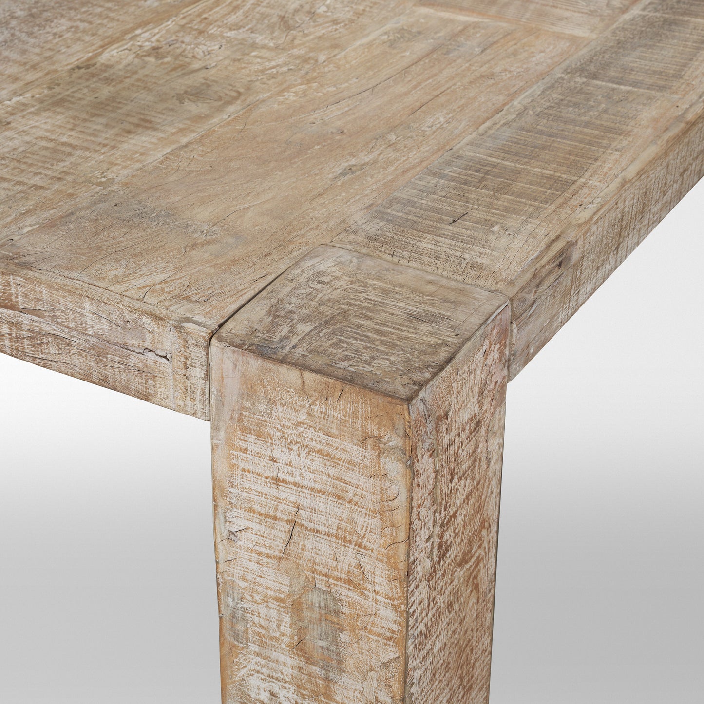 McArthur 84" Dining Table – Whitewash Reclaimed Wood Farmhouse Style