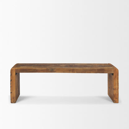 Estelle Reclaimed Wood Bench – Rustic Brown Finish for Entryway or Dining