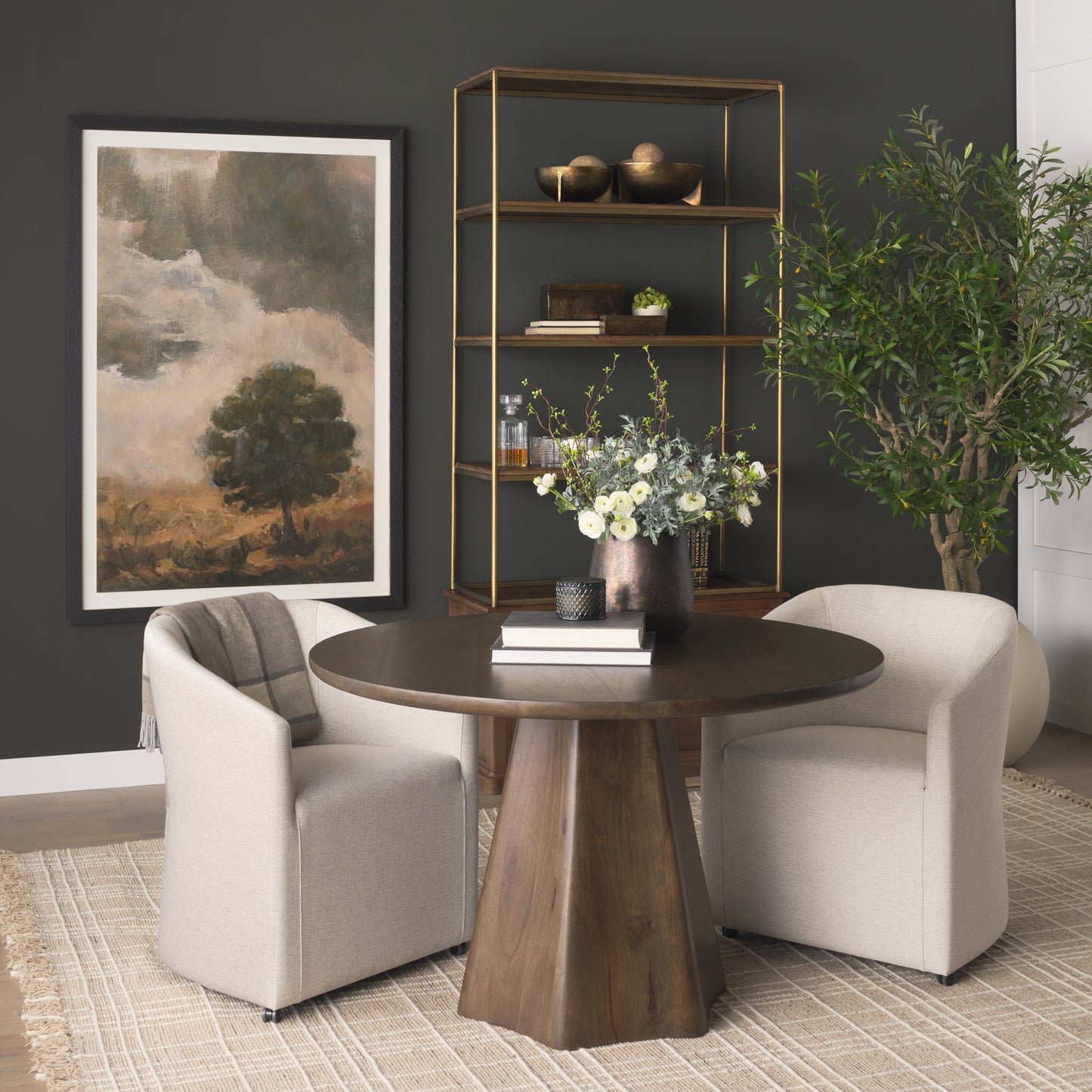 Jovani 48" Solid Dark Brown Mango Wood Round Dining Table