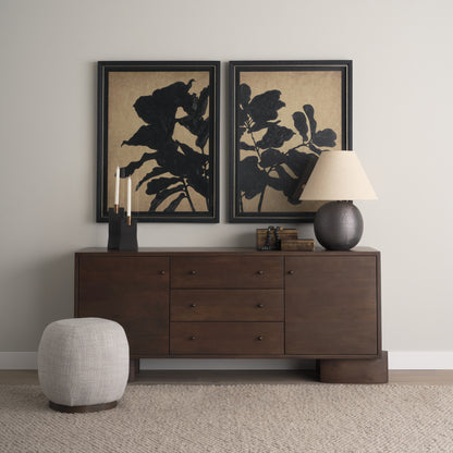 Jonan Dark Brown Wood w/ Dark Aged Brass 2 Door 3 Drawer Sideboard