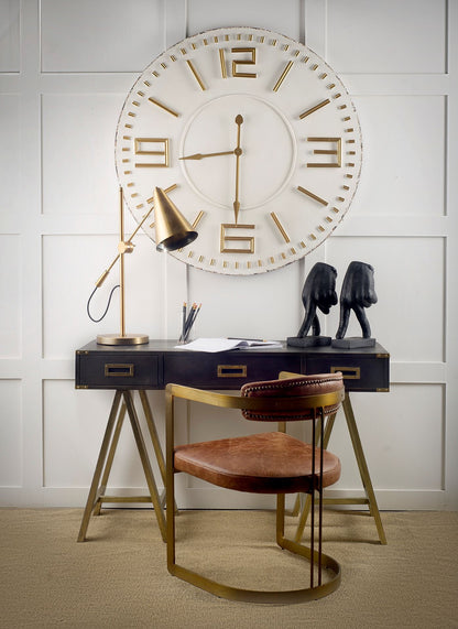 Modern Leather Dining Chair – Hollyfield Brown Seat & Gold Metal Frame