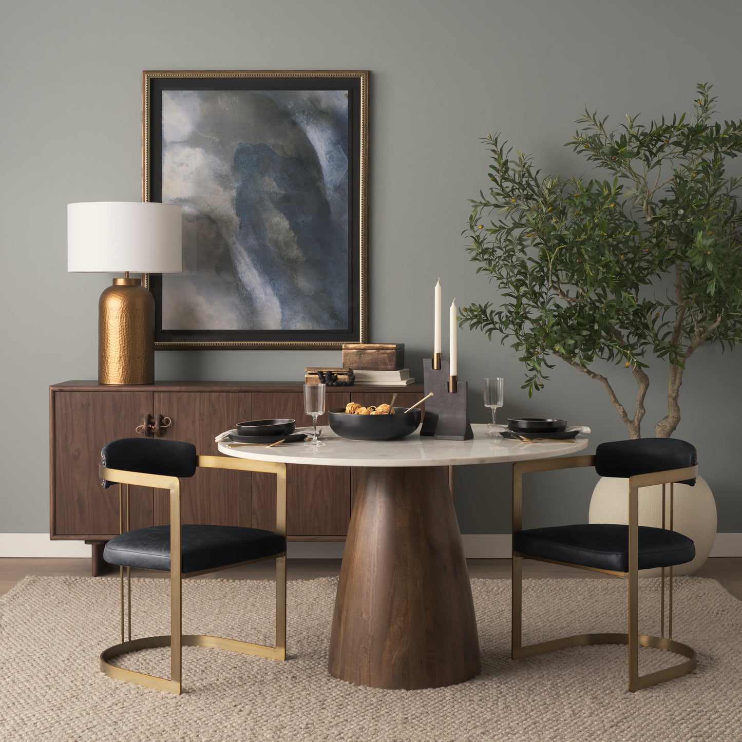 Modern Leather Dining Chair – Hollyfield Brown Seat & Gold Metal Frame