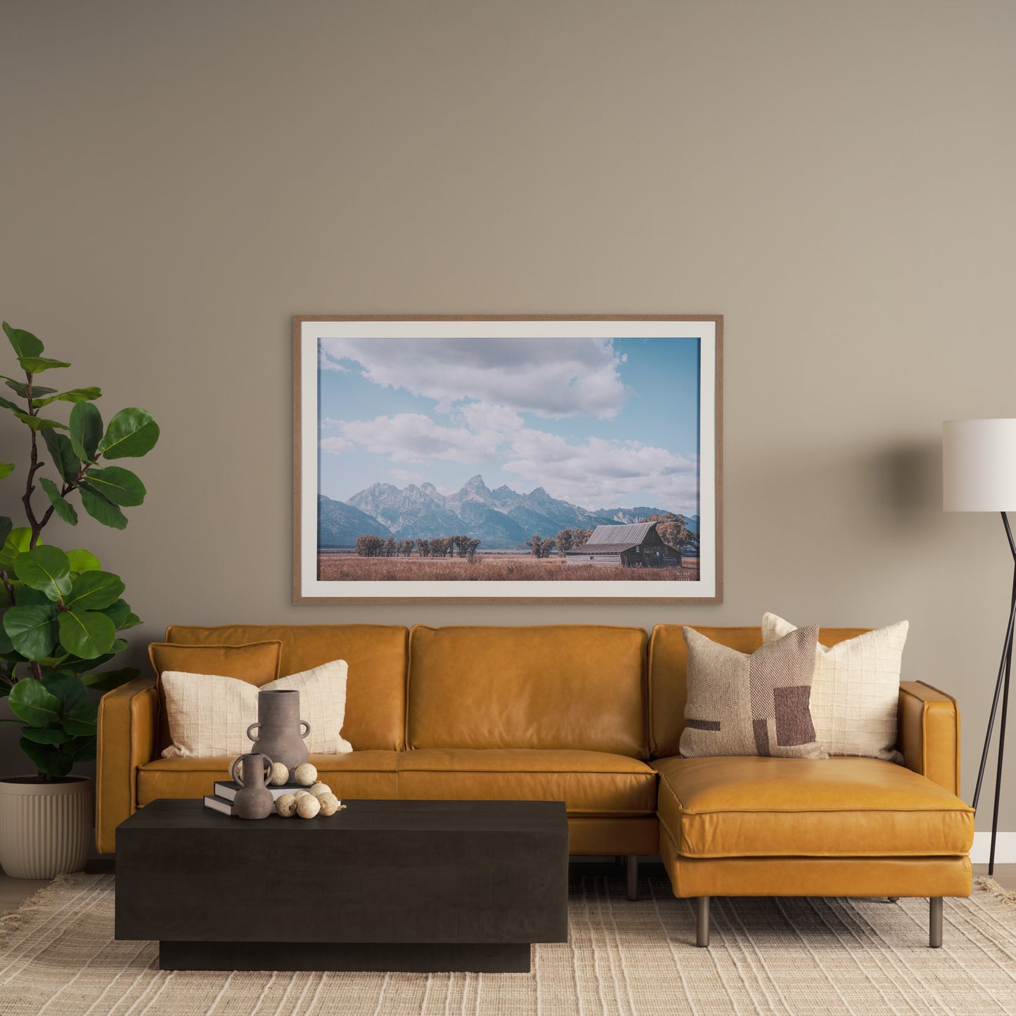 Darcy Tan Leather Chaise Sectional