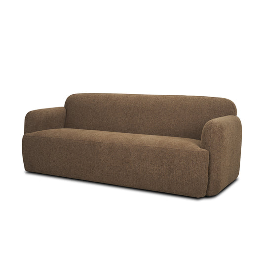 Saga Textured Brown Plush Fabric 3 Seater Sofa