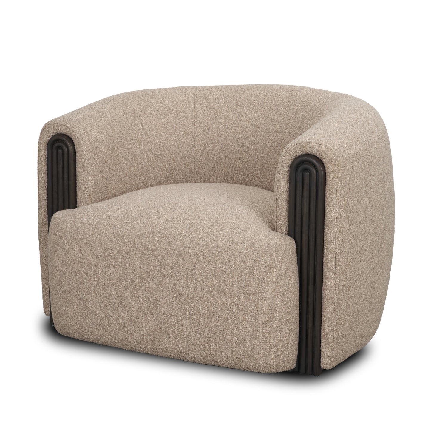 Kornelia Textured Mushroom Fabric Barrel Accent Chair