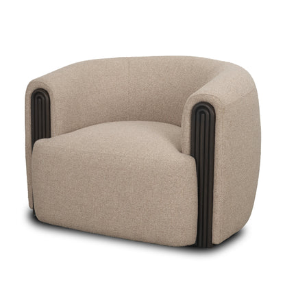 Kornelia Textured Mushroom Fabric Barrel Accent Chair