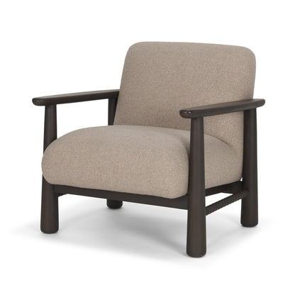 Willmar Textured Mushroom Gray Fabric Espresso Brown Wood Accent Lounge Chair