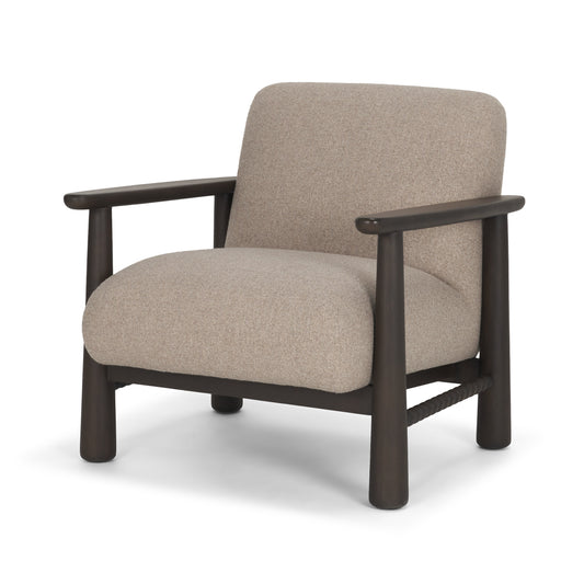 Willmar Textured Mushroom Gray Fabric Espresso Brown Wood Accent Lounge Chair