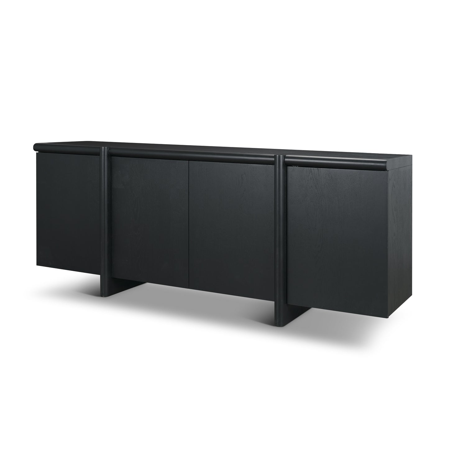Rowan Sandblasted Black Oak Closed 4‑Door Sideboard