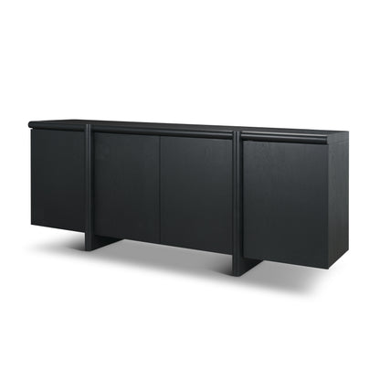 Rowan Sandblasted Black Oak Closed 4‑Door Sideboard