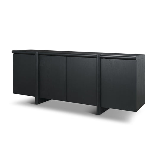 Rowan Sandblasted Black Oak Closed 4‑Door Sideboard