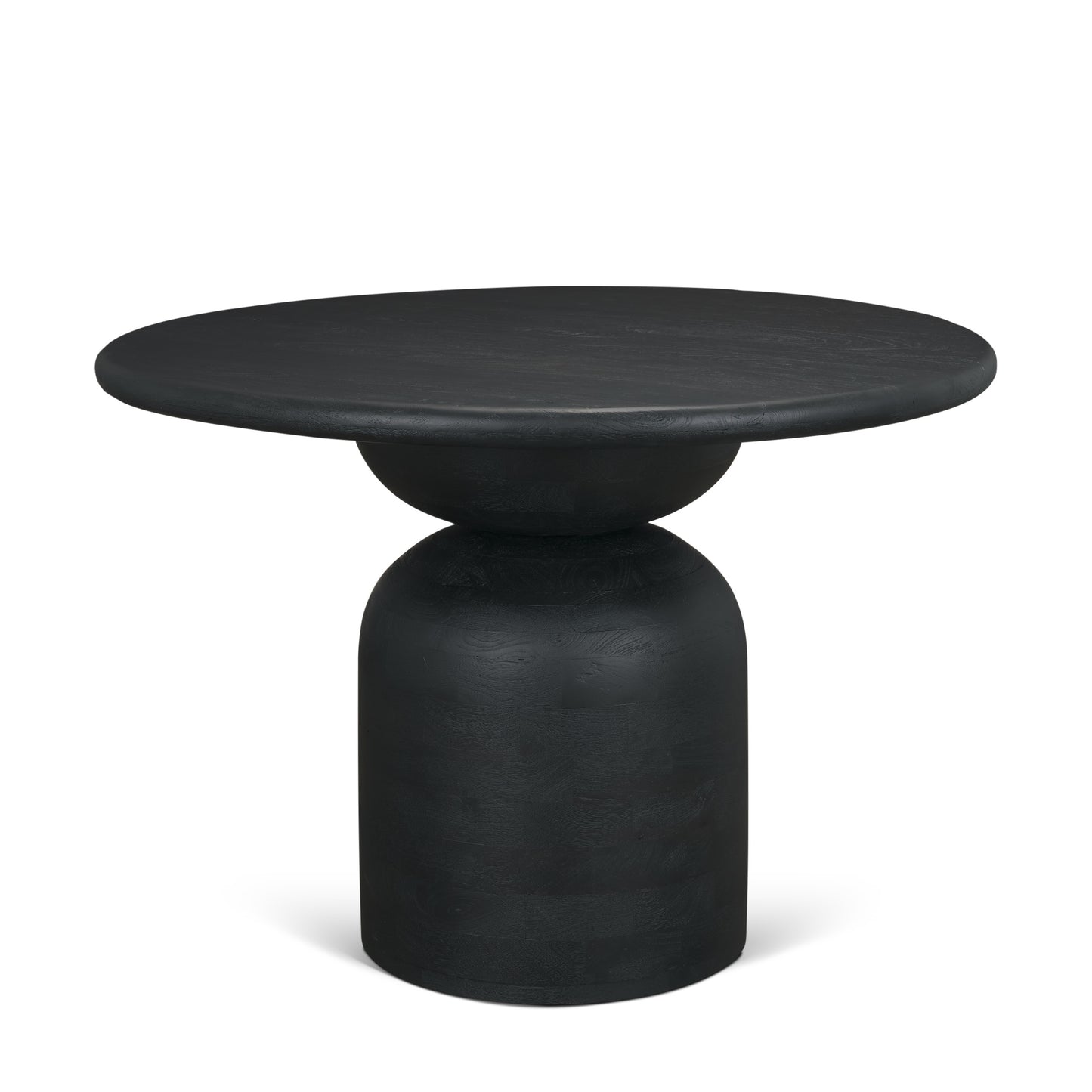 Atlas Black Wood Round Dining Table with Stacked Pedestal