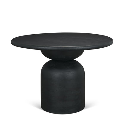 Atlas Black Wood Round Dining Table with Stacked Pedestal