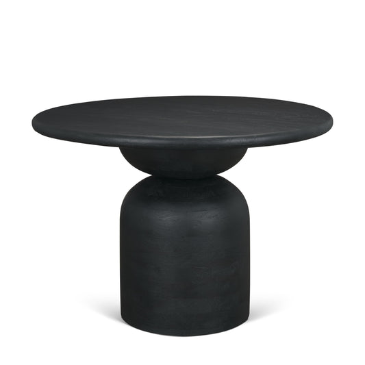Atlas Black Wood Round Dining Table with Stacked Pedestal