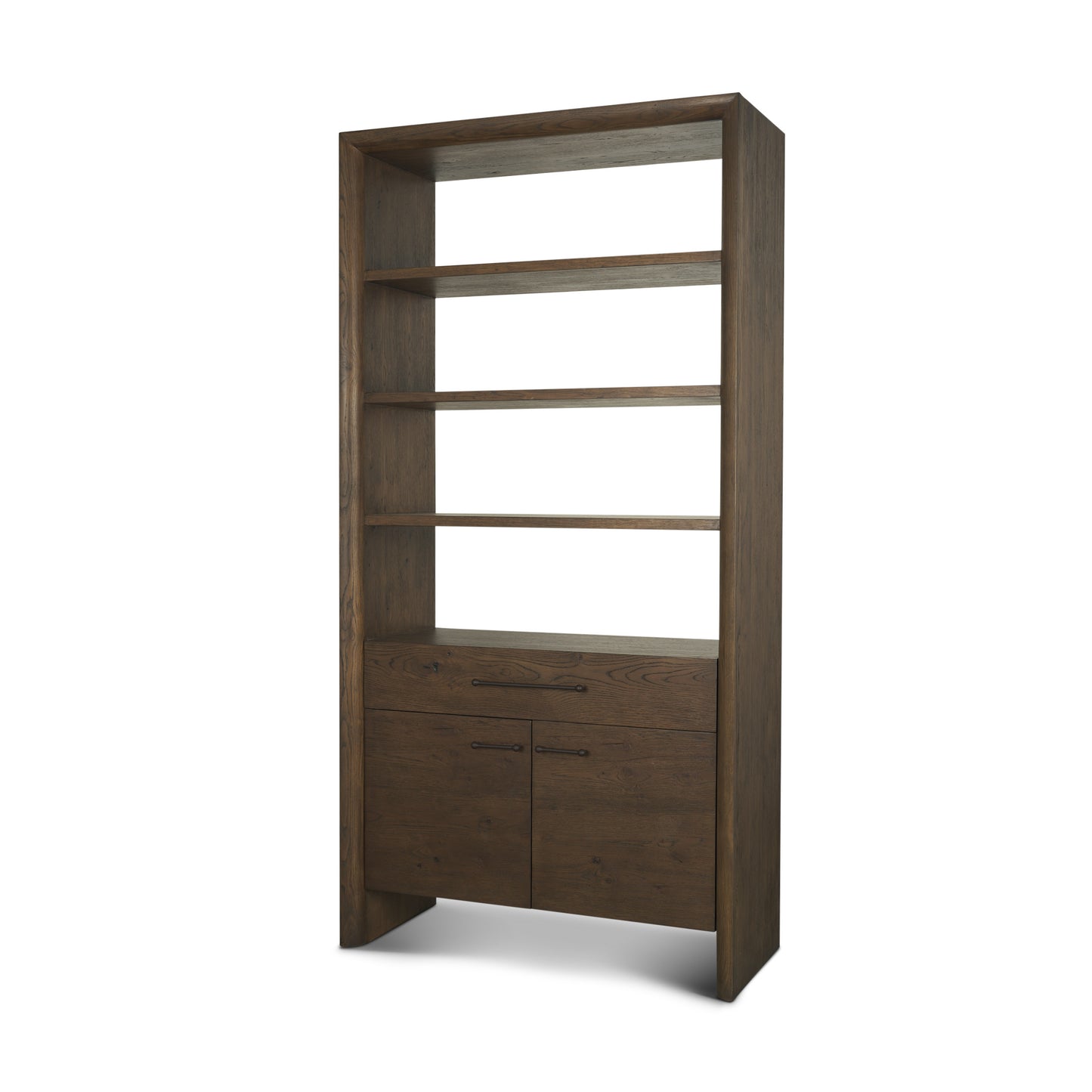 Belford 2‑Door Dark Brown Oak Wood Shelving Unit