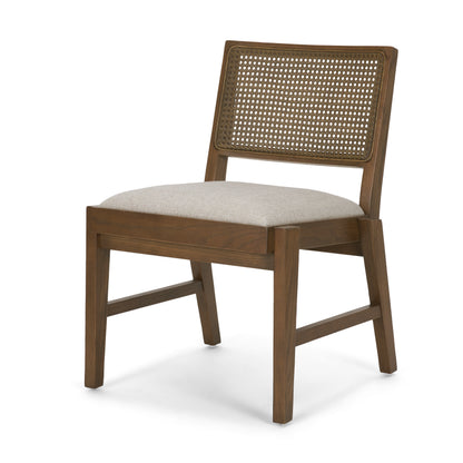 Reid Oak Frame Cane Back Cream Upholstered Dining Chair Set of 2