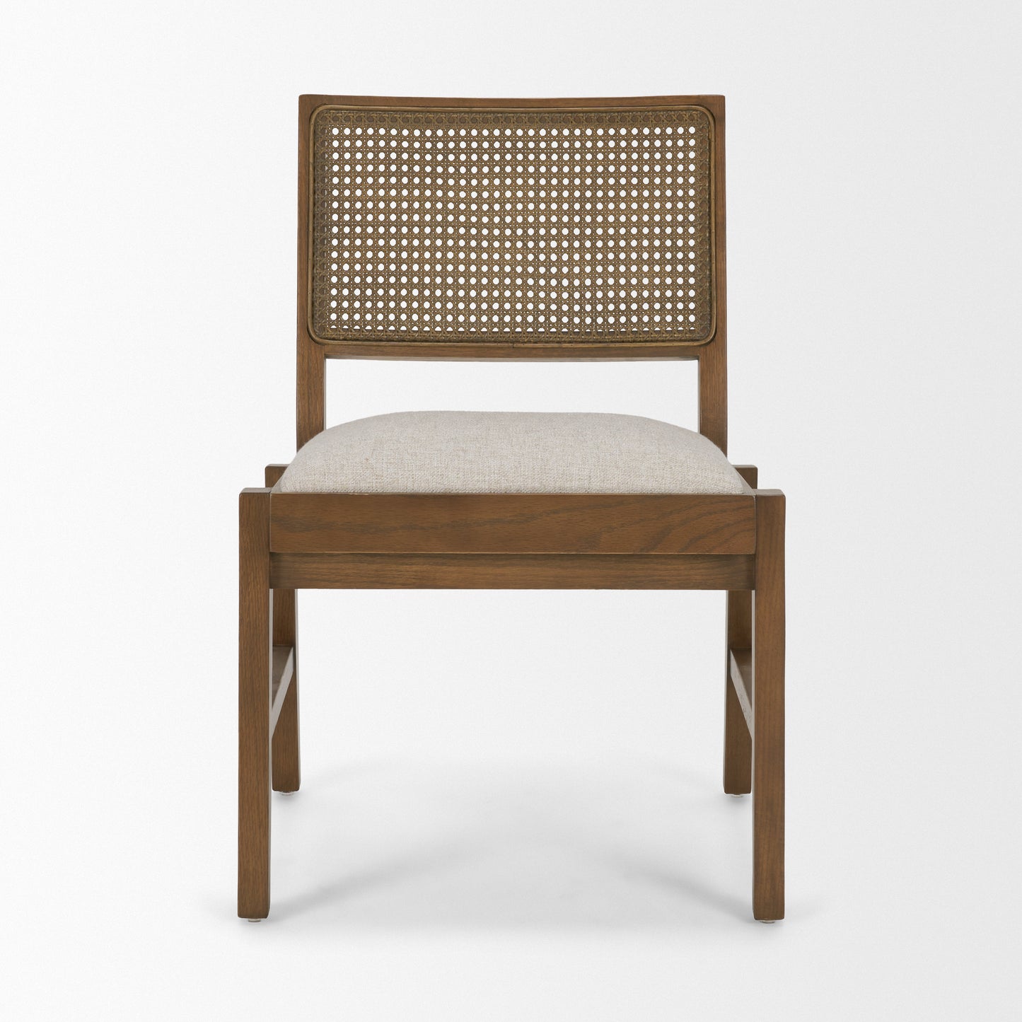 Reid Oak Frame Cane Back Cream Upholstered Dining Chair Set of 2