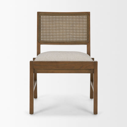 Reid Oak Frame Cane Back Cream Upholstered Dining Chair Set of 2