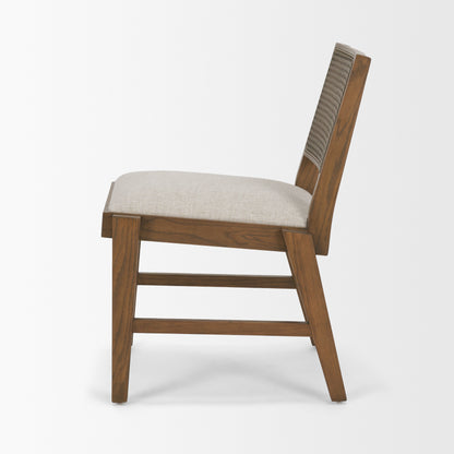 Reid Oak Frame Cane Back Cream Upholstered Dining Chair Set of 2