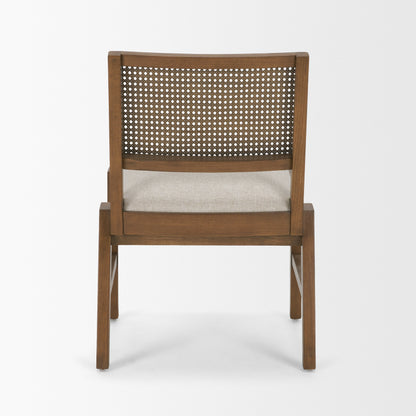 Reid Oak Frame Cane Back Cream Upholstered Dining Chair Set of 2