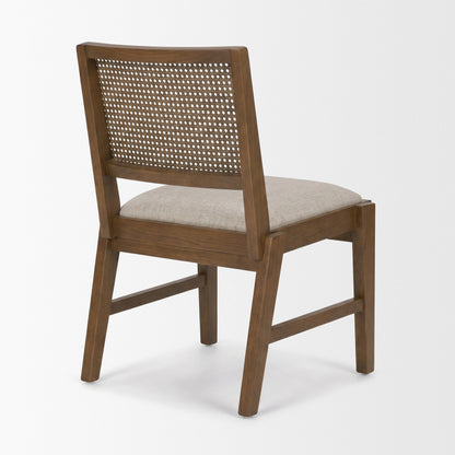 Reid Oak Frame Cane Back Cream Upholstered Dining Chair Set of 2