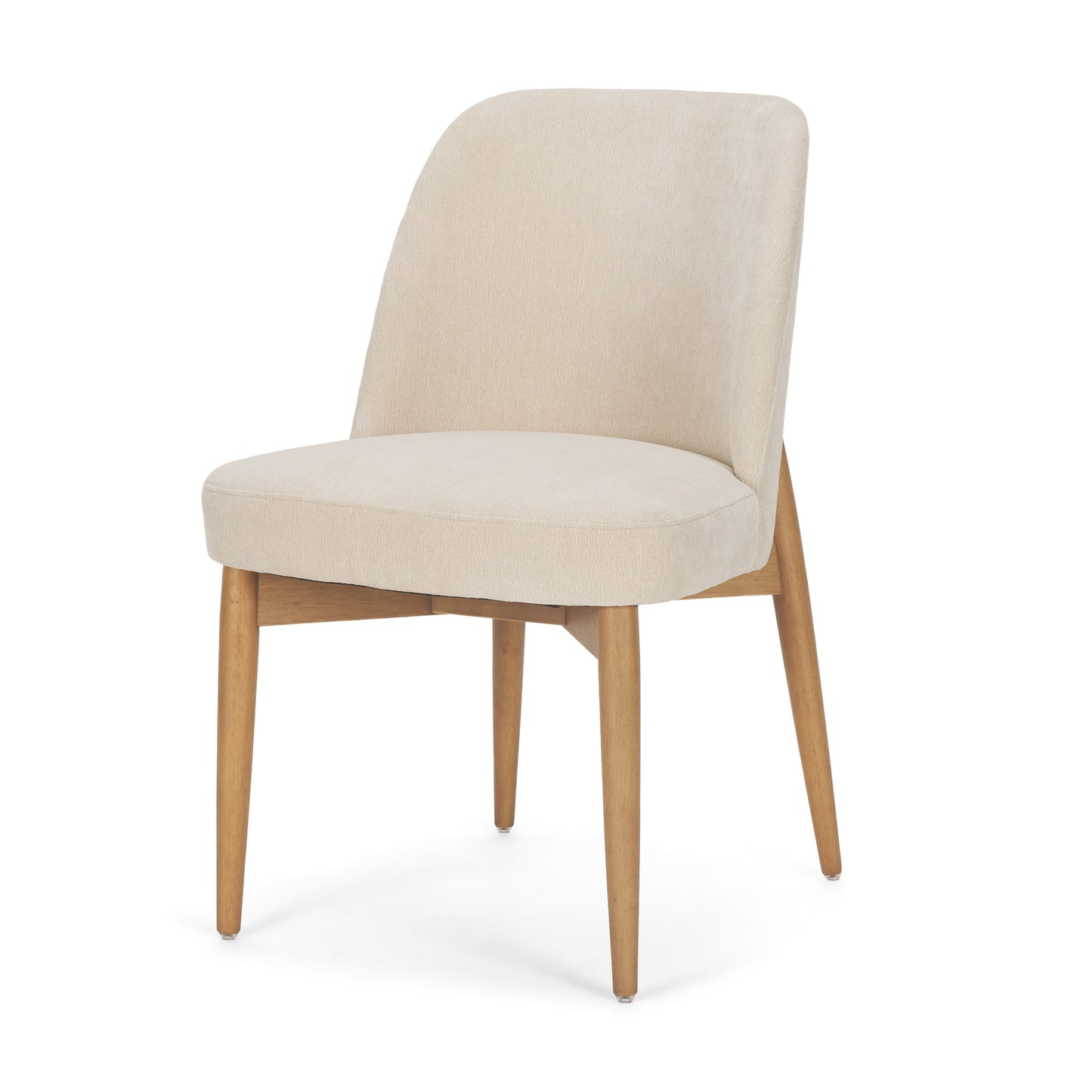 Abbie Curved Back Oatmeal Fabric Dining Side Chair - Set of 2
