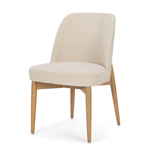 Abbie Curved Back Oatmeal Fabric Dining Side Chair - Set of 2