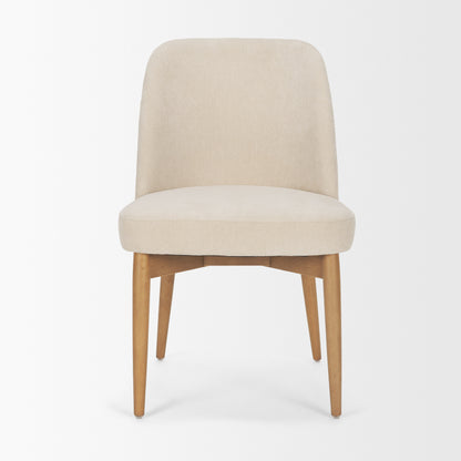 Abbie Curved Back Oatmeal Fabric Dining Side Chair - Set of 2