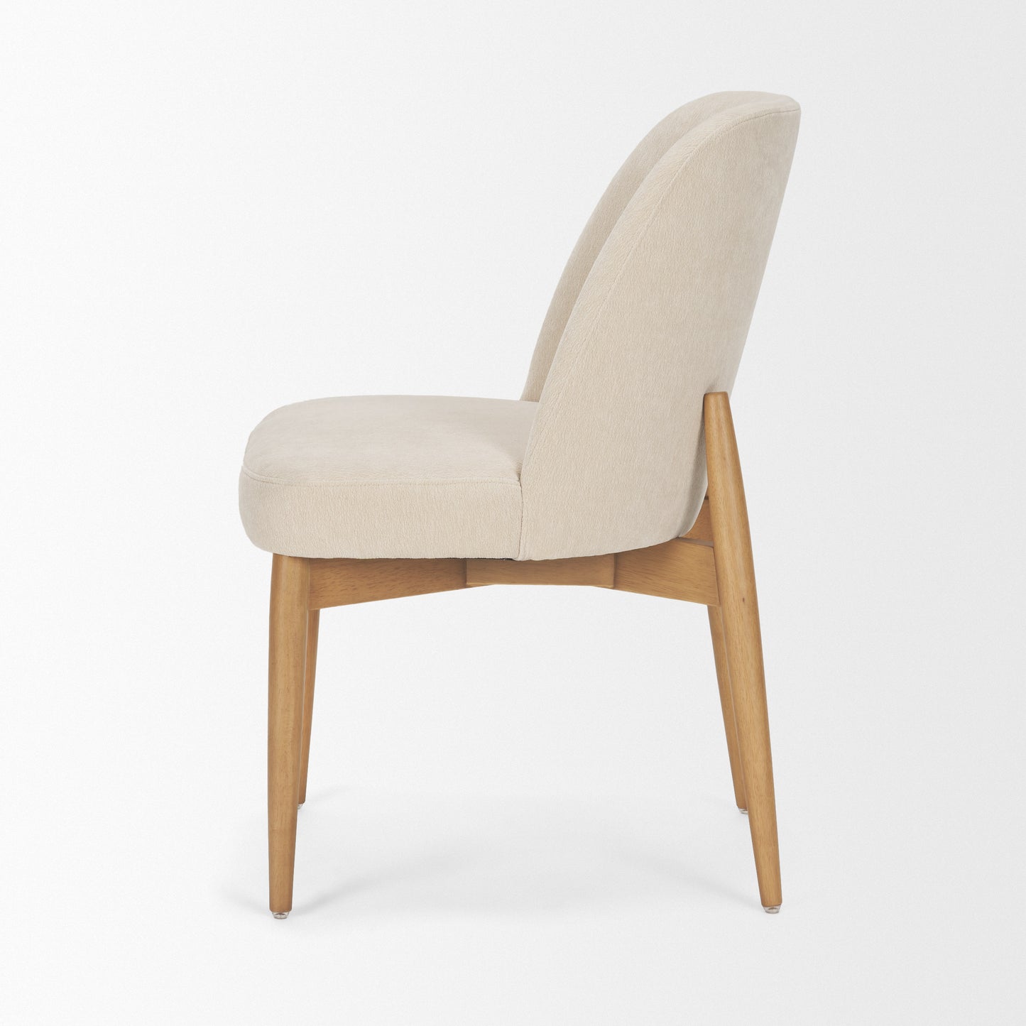 Abbie Curved Back Oatmeal Fabric Dining Side Chair - Set of 2