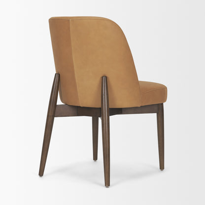 Abbie Slope Curved Back Tan Leather Dining Chair Set of 2