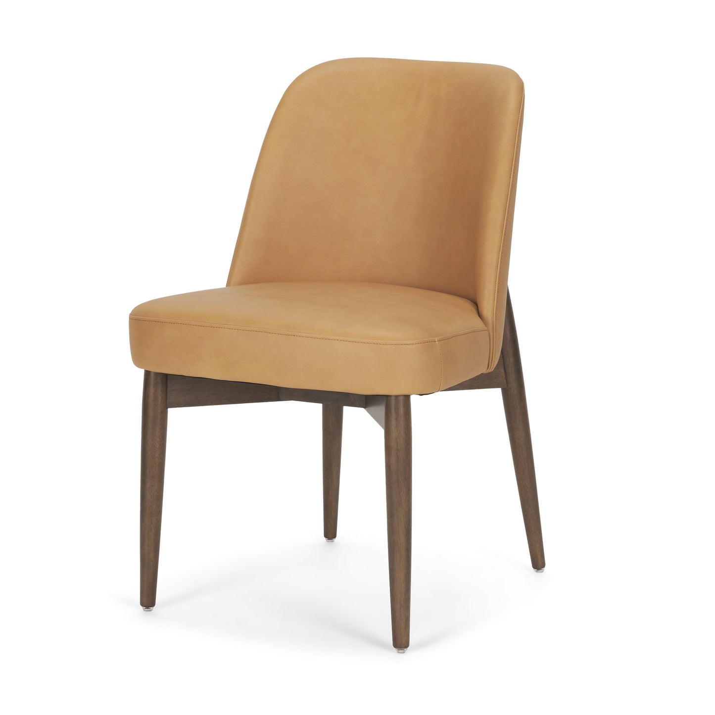 Abbie Slope Curved Back Tan Leather Dining Chair Set of 2