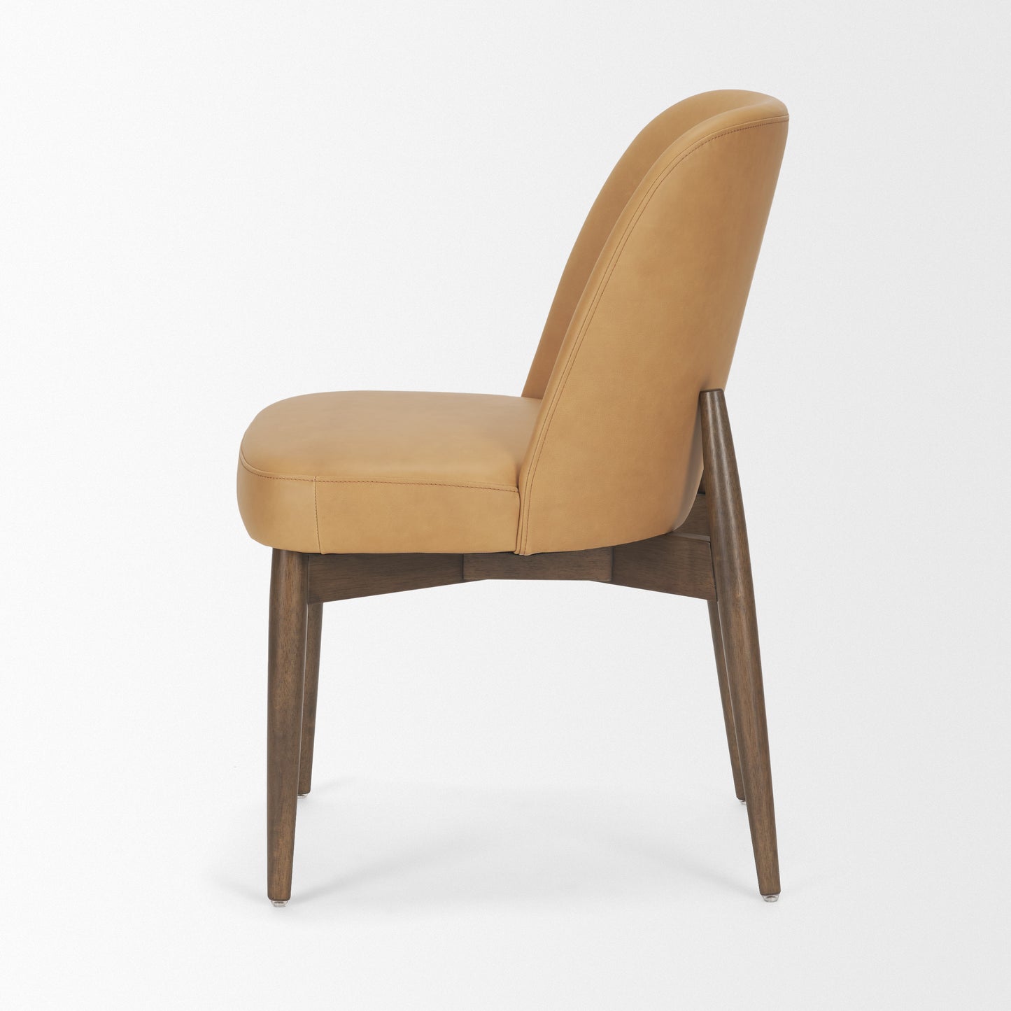 Abbie Slope Curved Back Tan Leather Dining Chair Set of 2