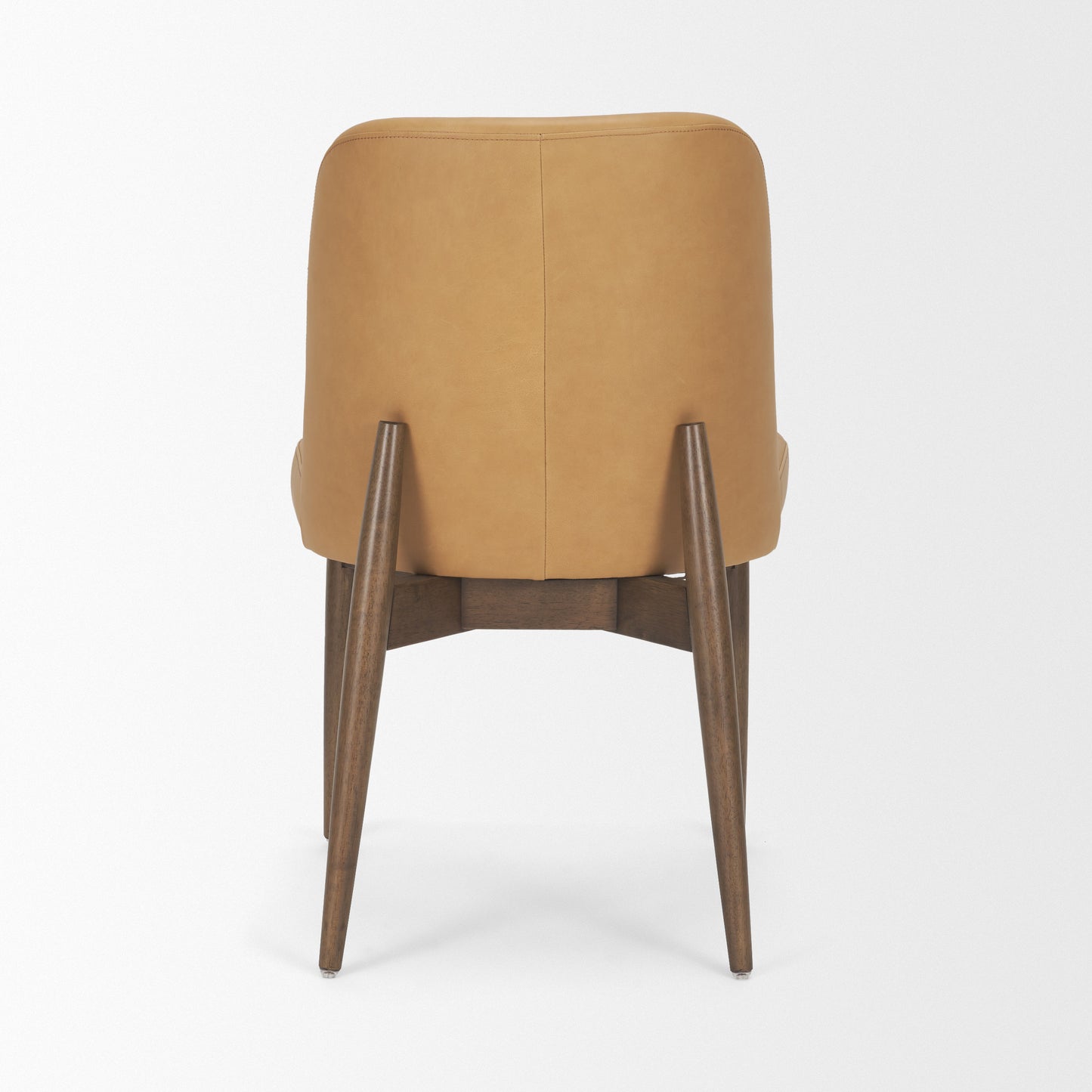 Abbie Slope Curved Back Tan Leather Dining Chair Set of 2