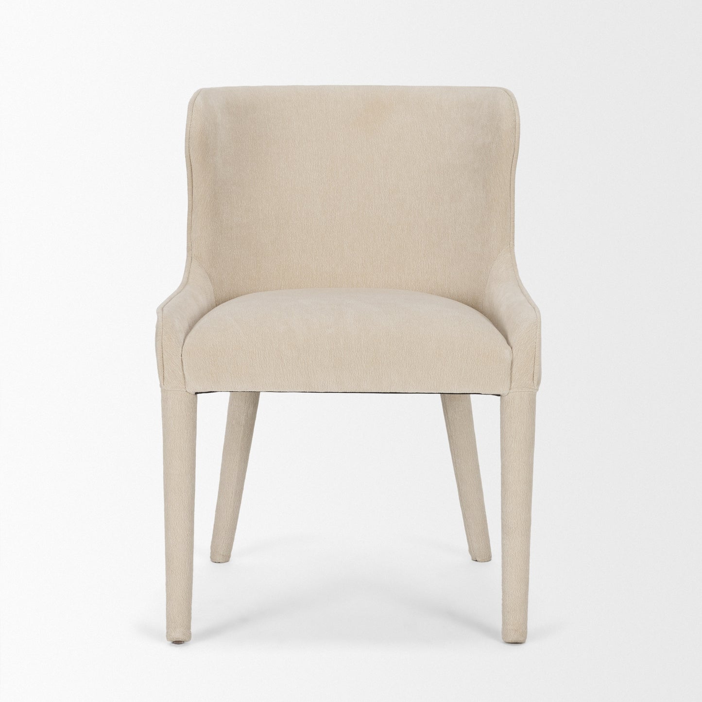 Nolan Armless Cream Chenille Wingback Dining Chair Set of 2