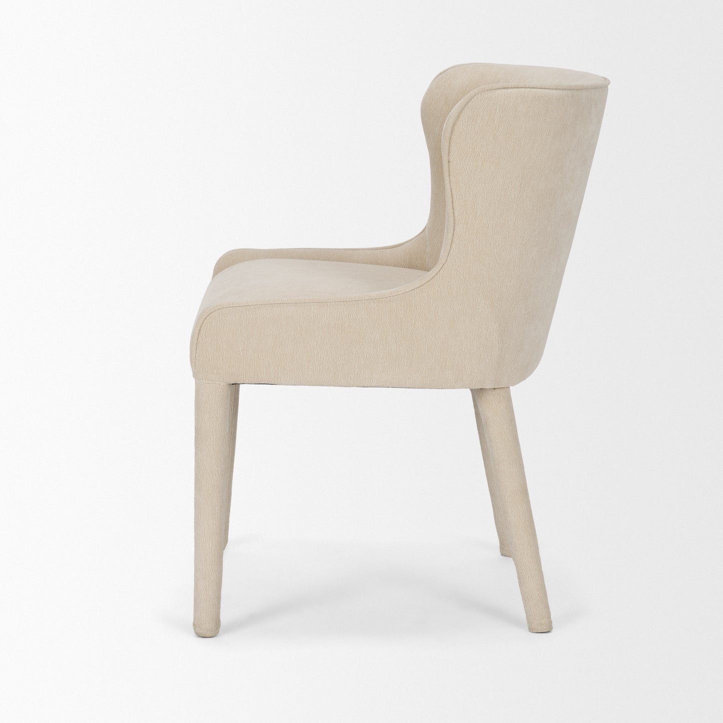 Nolan Armless Cream Chenille Wingback Dining Chair Set of 2