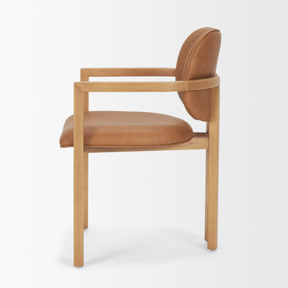 Carlisle Tan Leather Tripod Frame Dining Armchair