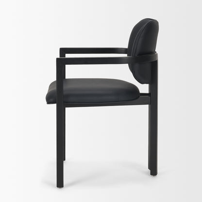 Carlisle Black Leather Tripod Frame Dining Armchair