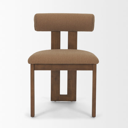 Tribeca Curve Open Back Mocha Fabric Tripod Frame Dining Chair Set of 2