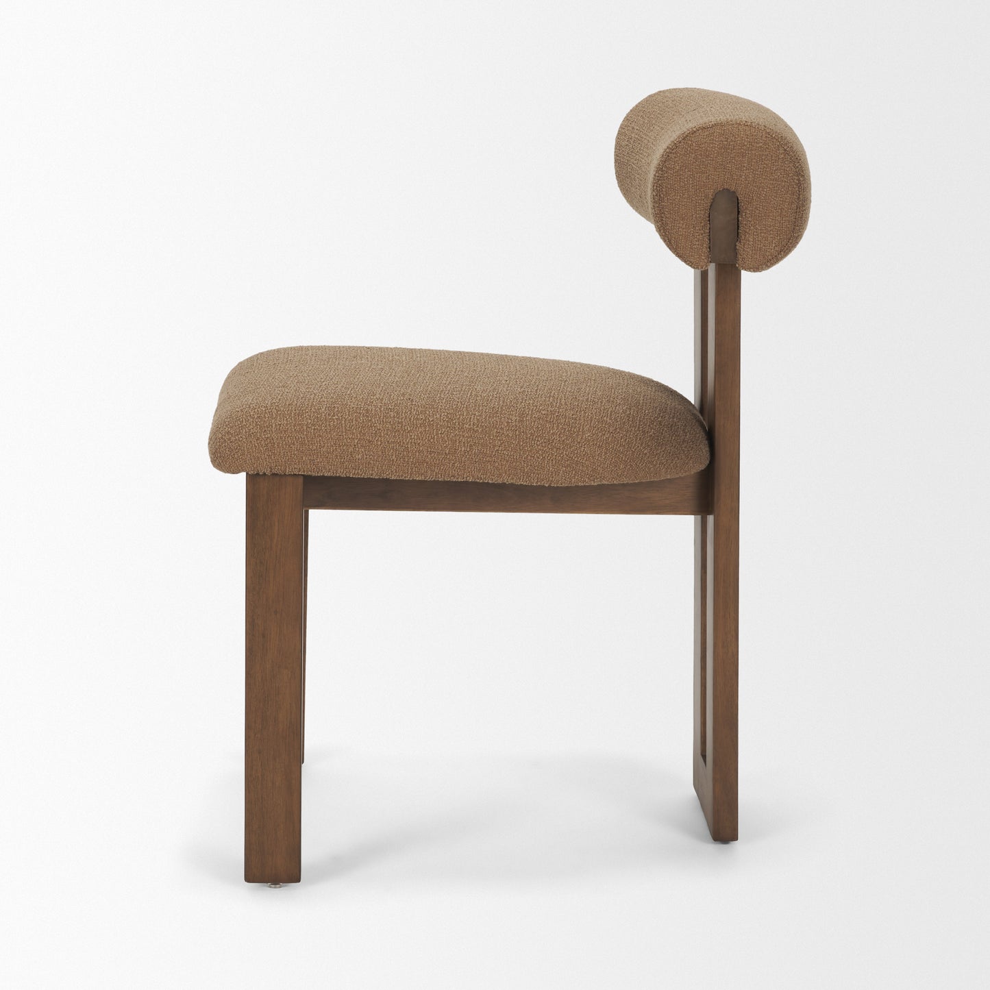 Tribeca Curve Open Back Mocha Fabric Tripod Frame Dining Chair Set of 2