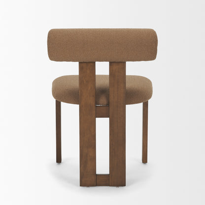 Tribeca Curve Open Back Mocha Fabric Tripod Frame Dining Chair Set of 2