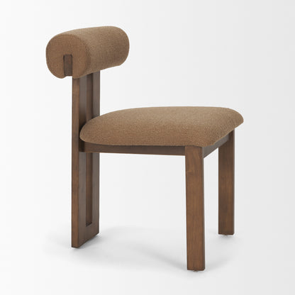 Tribeca Curve Open Back Mocha Fabric Tripod Frame Dining Chair Set of 2