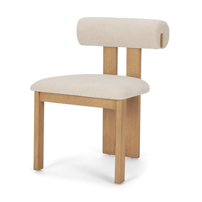Tribeca Curve Open Back Cream Chenille Dining Chair Set of 2