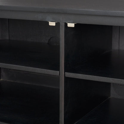 Grier 65 Inch Black Solid Wood and Cane Media Console