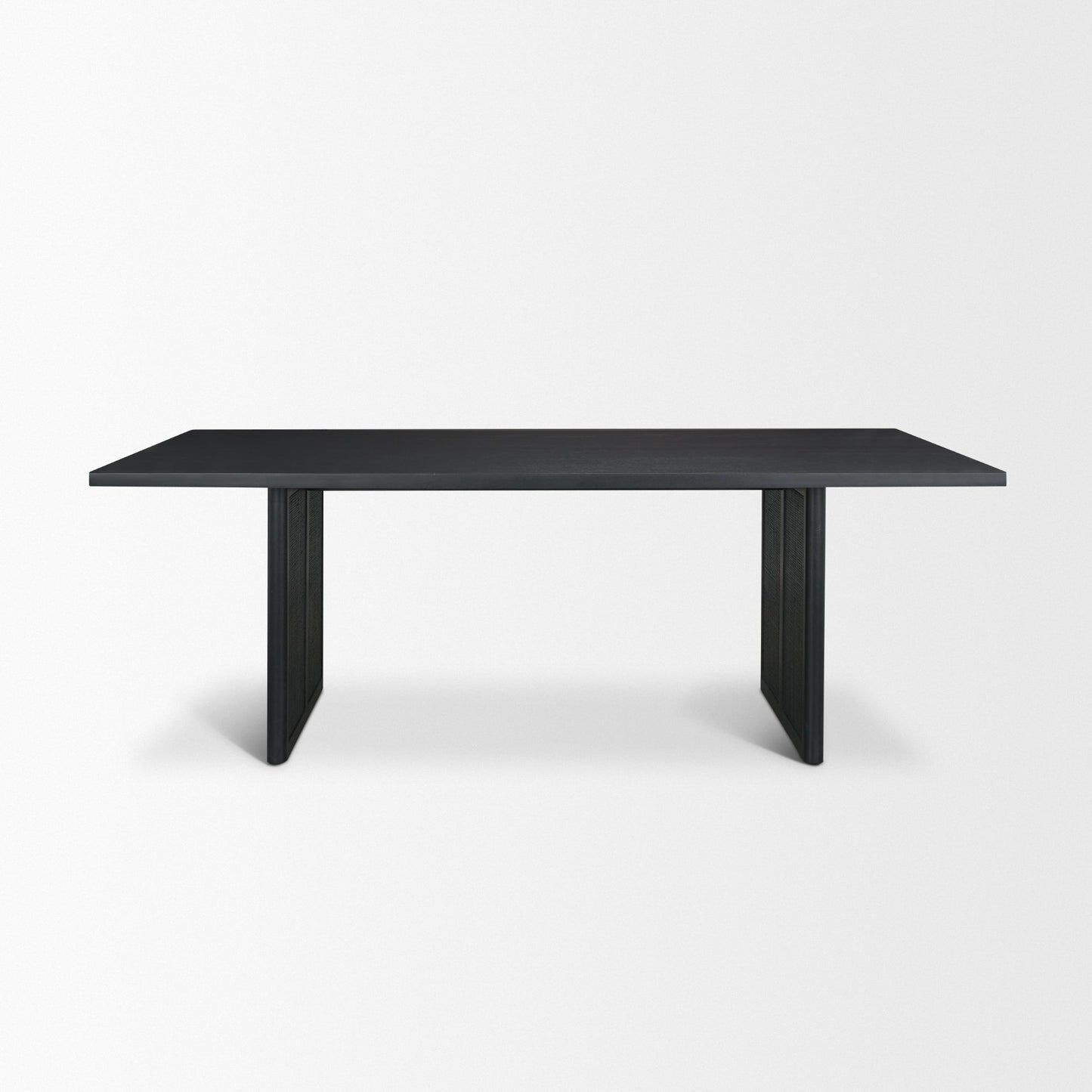 Grier Matte Black Mango Wood Dining Table with Cane Accents