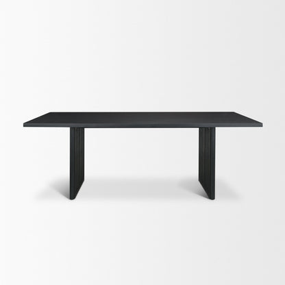 Grier Matte Black Mango Wood Dining Table with Cane Accents